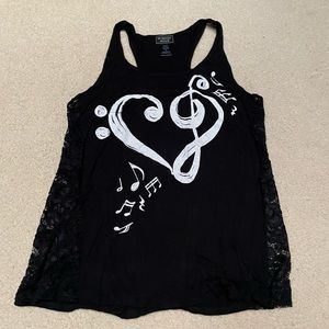 Hot Topic Midnight Hour Black Lace Music Graphic Tank Top